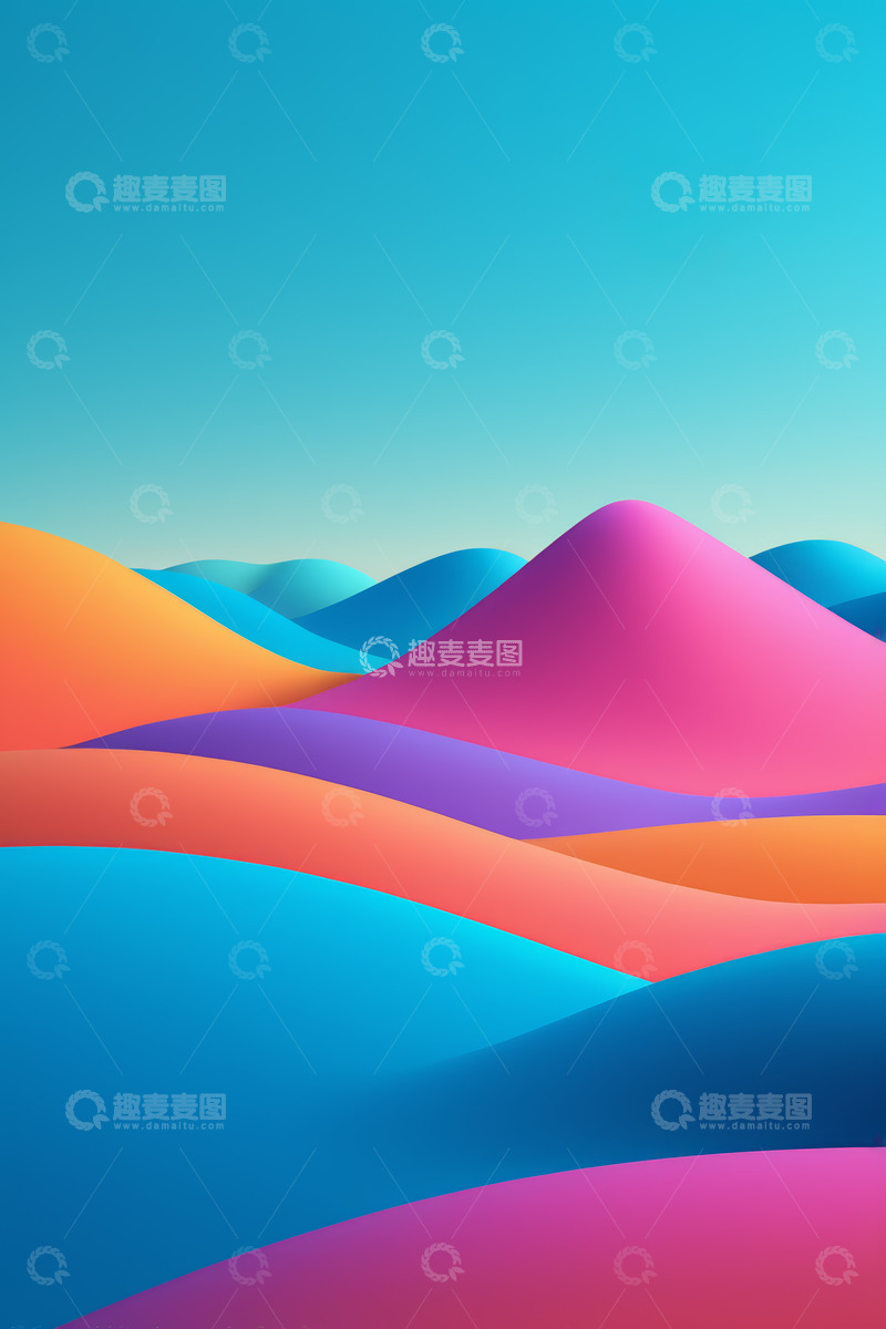 高清大图下载【趣麦麦图】多彩渐变山丘背景设计素材