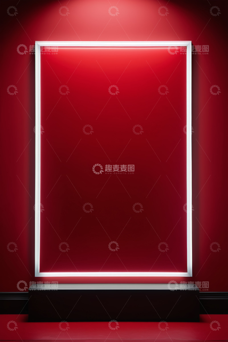高清大图下载【趣麦麦图】红色背景发光矩形框架