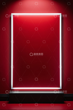红色背景发光矩形框架