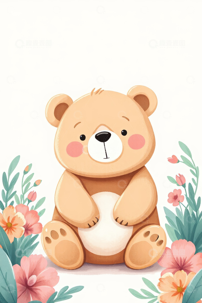 高清大图下载【趣麦麦图】可爱小熊插画
