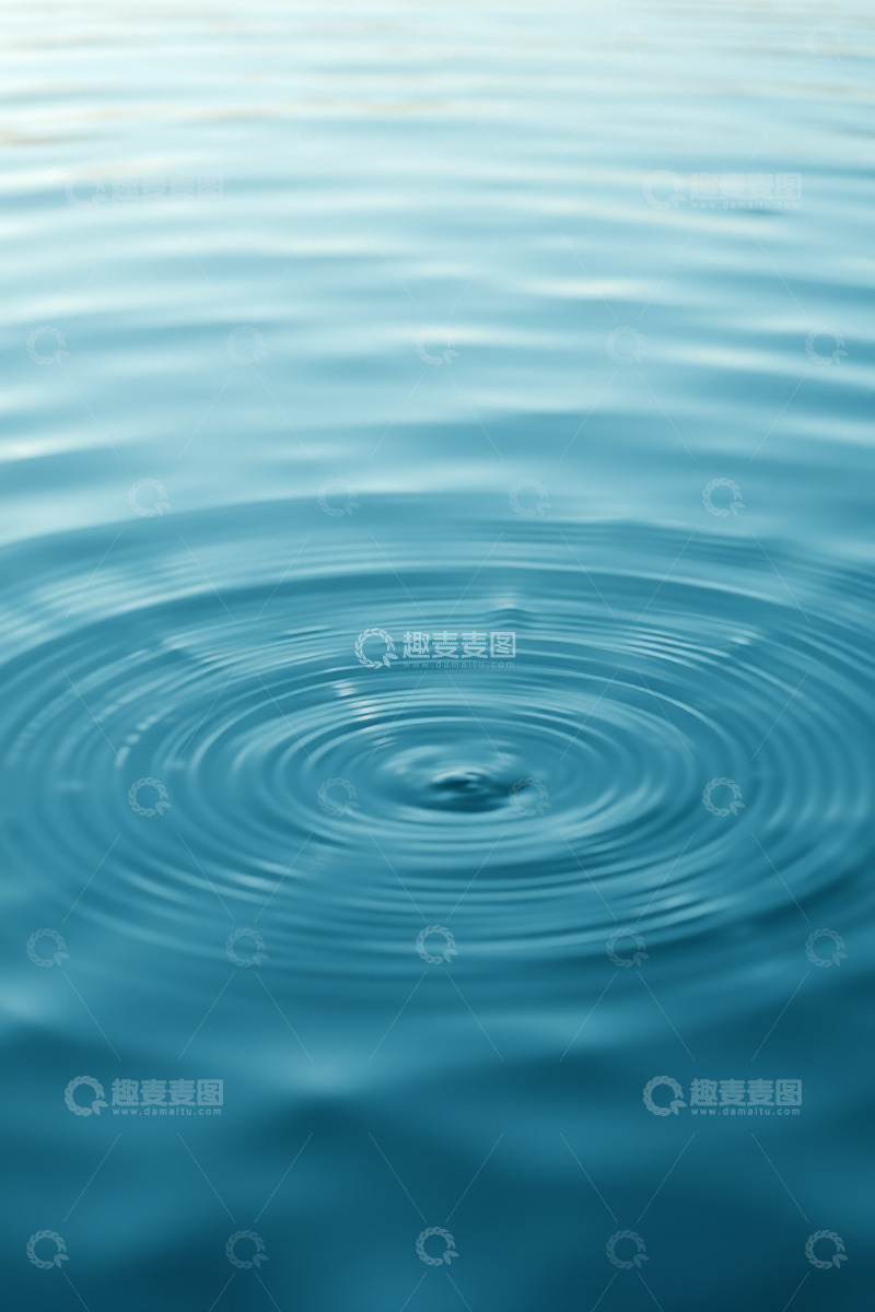 高清大图下载【趣麦麦图】蓝色水面水滴涟漪特写