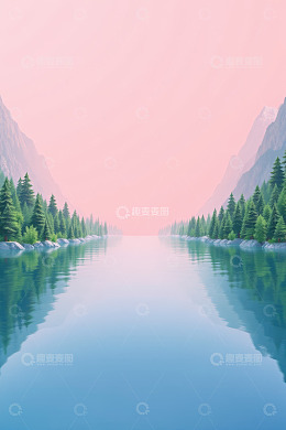 山水间静谧的湖泊风景