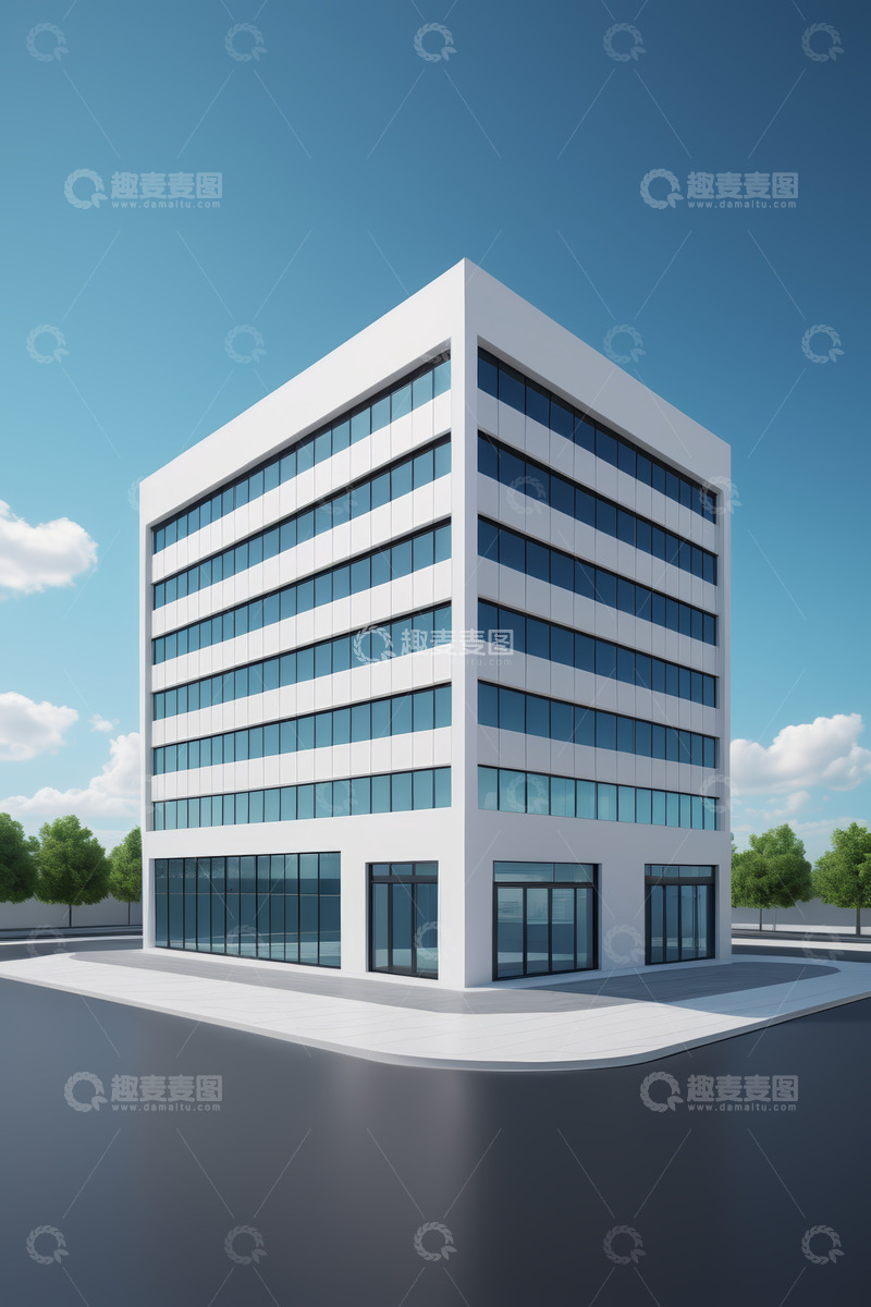 高清大图下载【趣麦麦图】现代多层办公楼建筑外观