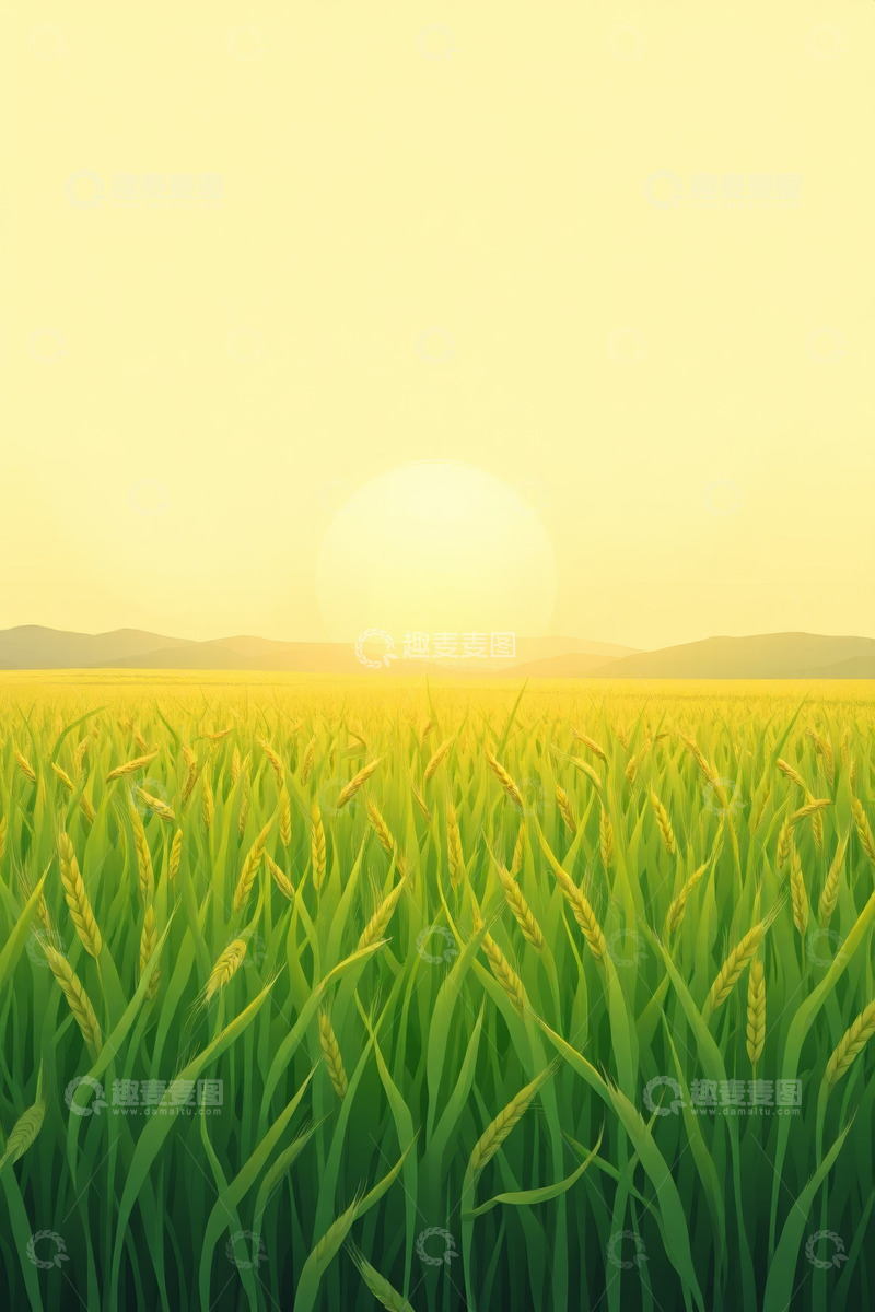 高清大图下载【趣麦麦图】金色麦田与落日风景
