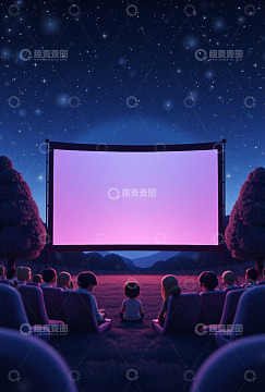 户外观影人群与大屏幕场景