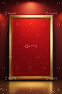 红墙背景金色边框画框