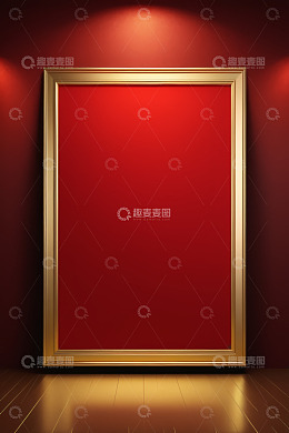 红墙背景金色边框画框