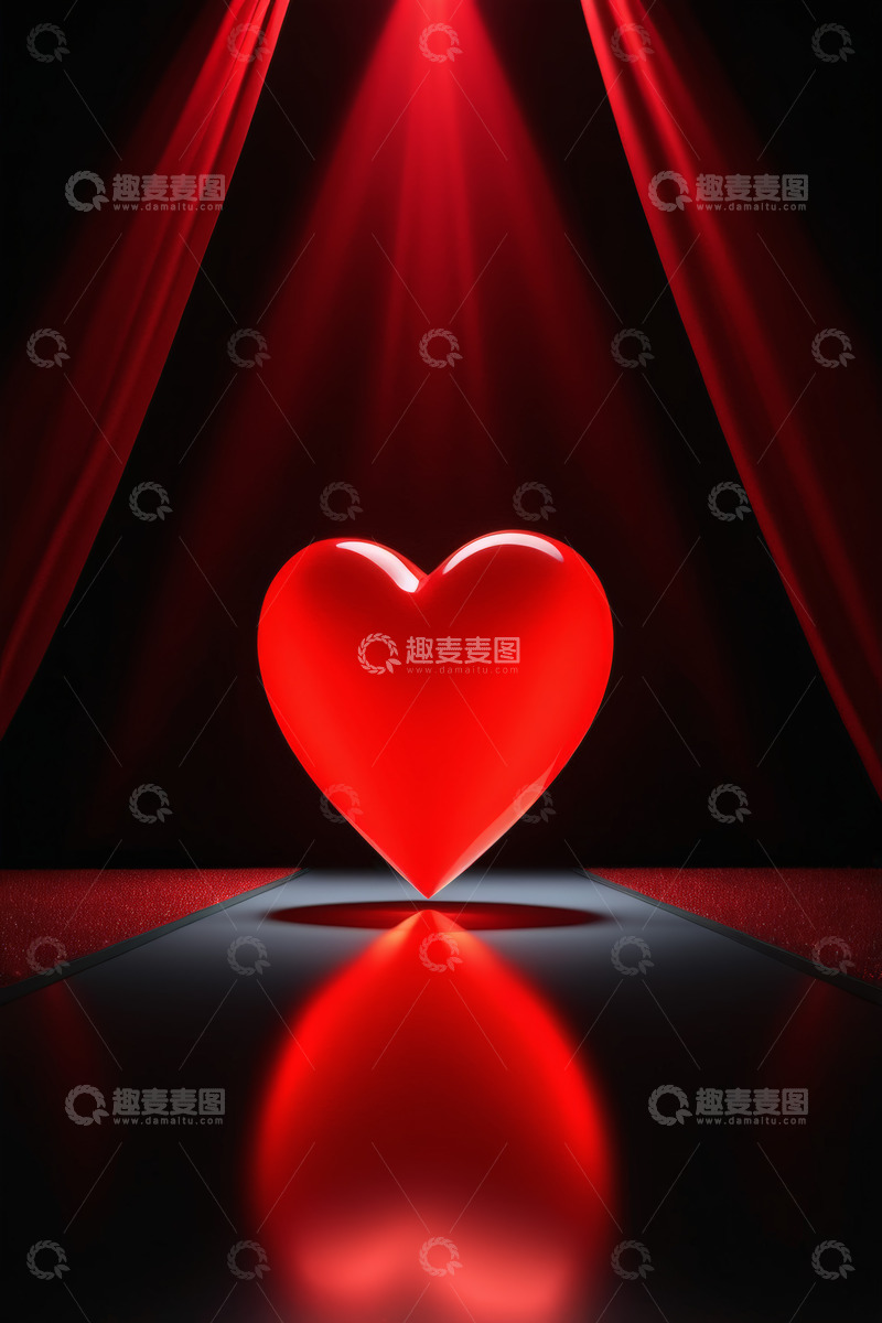 高清大图下载【趣麦麦图】舞台中央的红色爱心