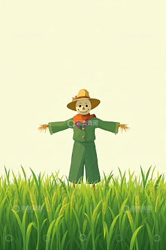 稻田中的稻草人