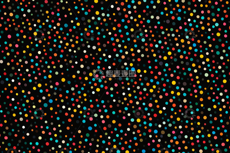 高清大图下载【趣麦麦图】黑色背景彩色圆点图案素材