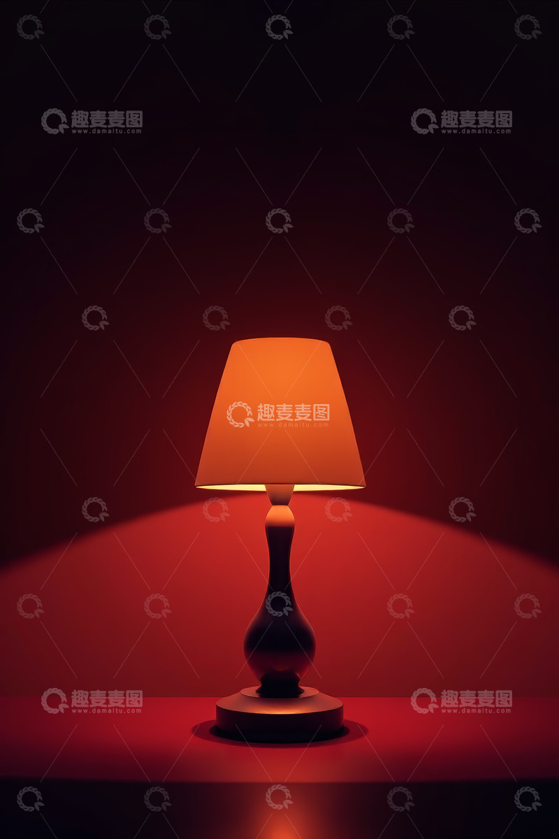 高清大图下载【趣麦麦图】红色背景台灯特写