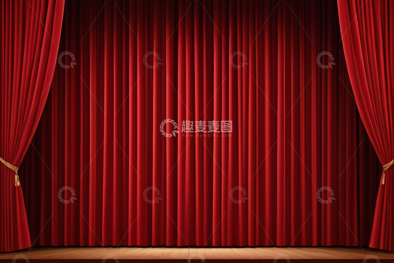 高清大图下载【趣麦麦图】舞台红色幕布背景素材