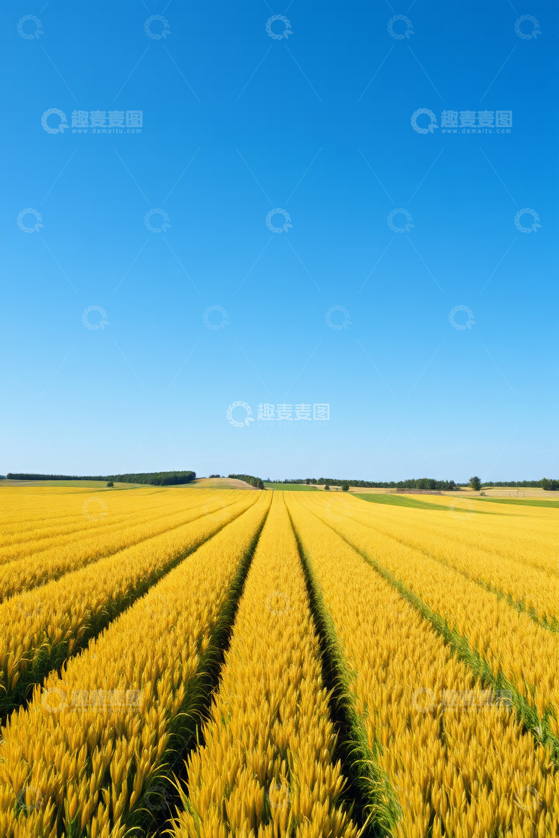 高清大图下载【趣麦麦图】金黄色麦田田园风光