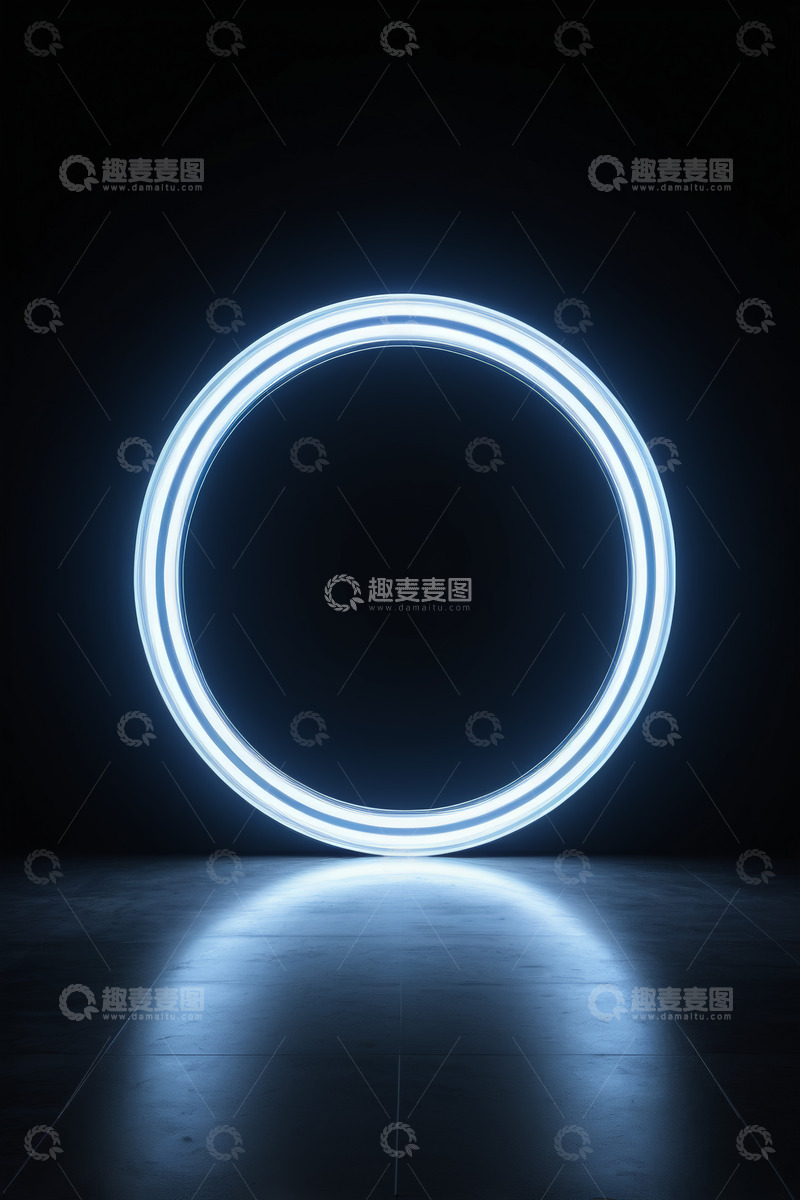 高清大图下载【趣麦麦图】黑色背景发光霓虹圆环