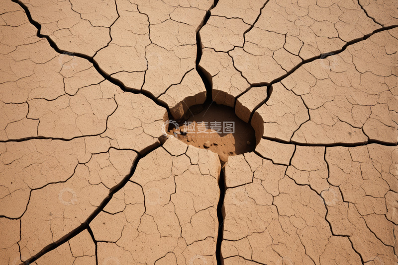 高清大图下载【趣麦麦图】干裂土地上的大坑特写