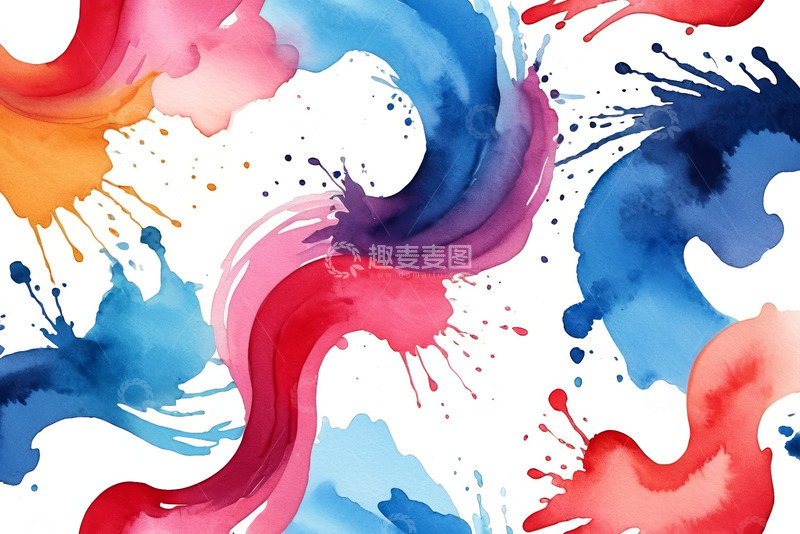 高清大图下载【趣麦麦图】多彩水彩颜料飞溅艺术画面
