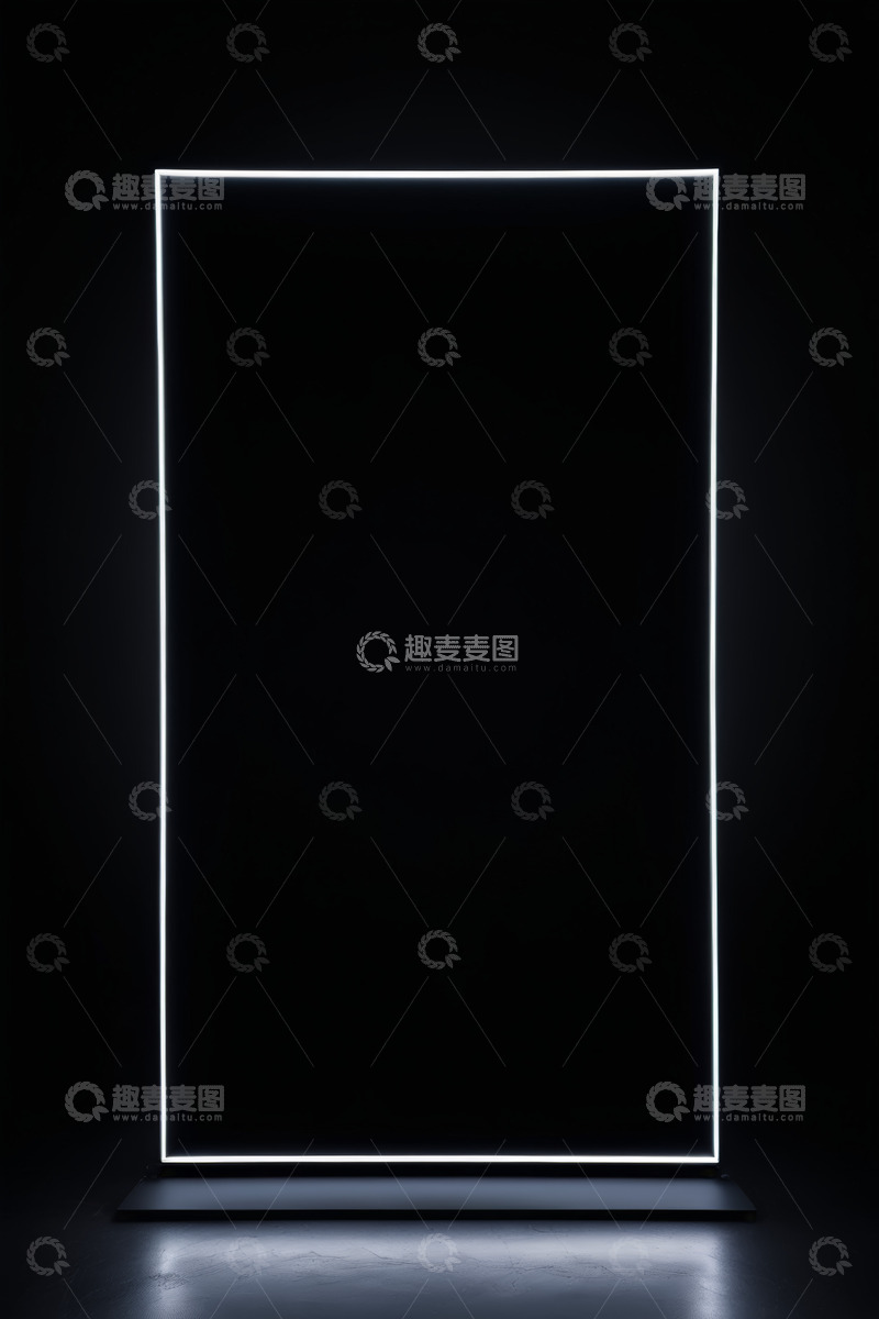 高清大图下载【趣麦麦图】黑色背景发光矩形框