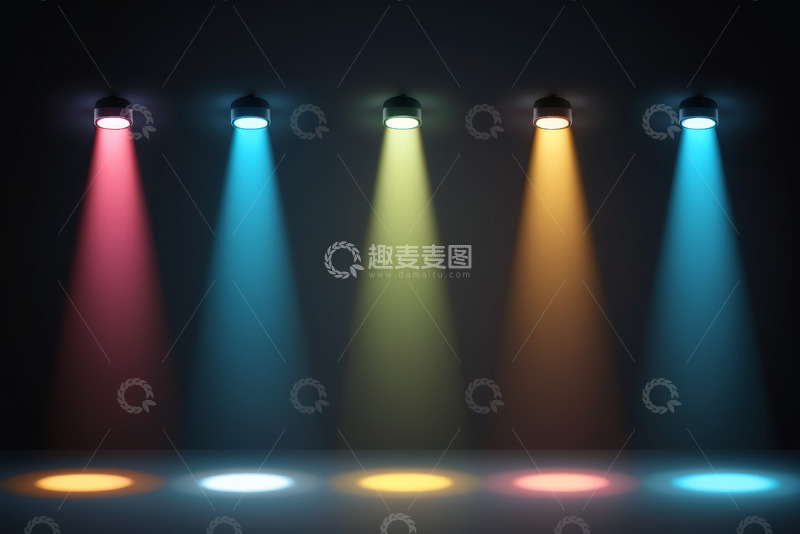 高清大图下载【趣麦麦图】舞台彩色聚光灯照明效果