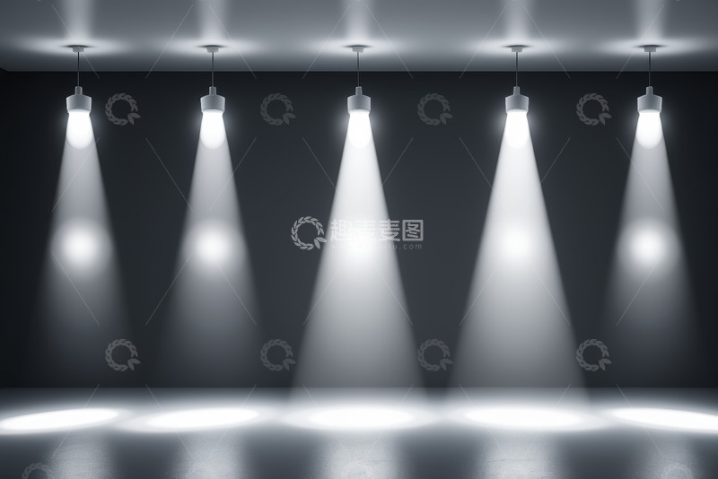 高清大图下载【趣麦麦图】室内多盏聚光灯照明场景