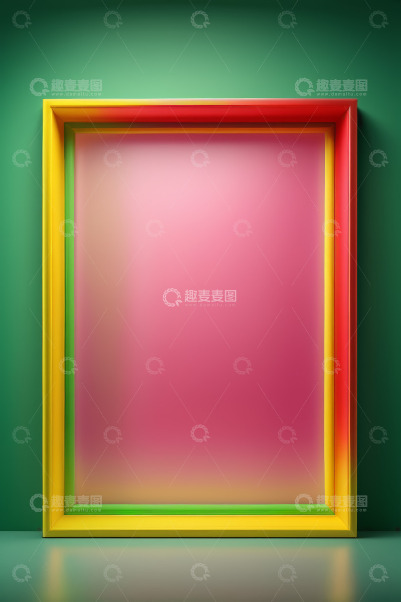 高清大图下载【趣麦麦图】多彩相框置于绿色背景