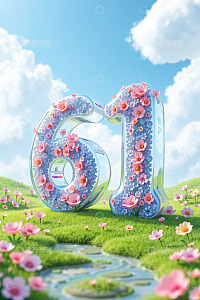 草地花卉装饰数字61场景