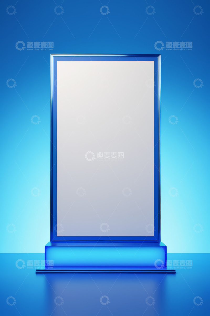 高清大图下载【趣麦麦图】蓝色背景空白展示牌
