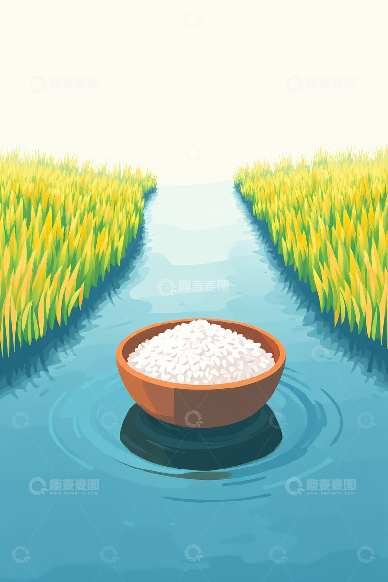高清大图下载【趣麦麦图】稻田中碗装大米场景
