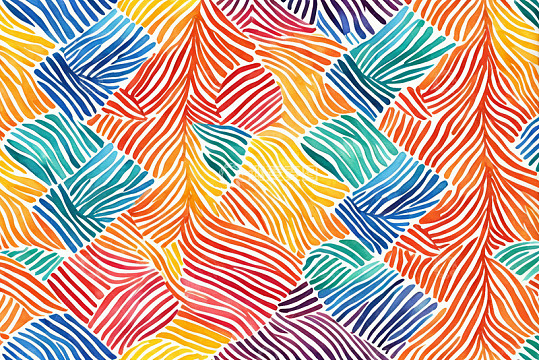 多彩几何条纹艺术图案