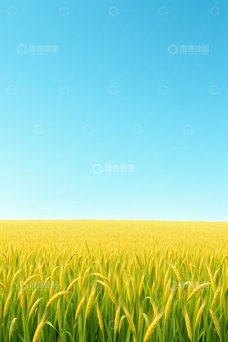 高清大图下载【趣麦麦图】金黄麦田与蓝天风景
