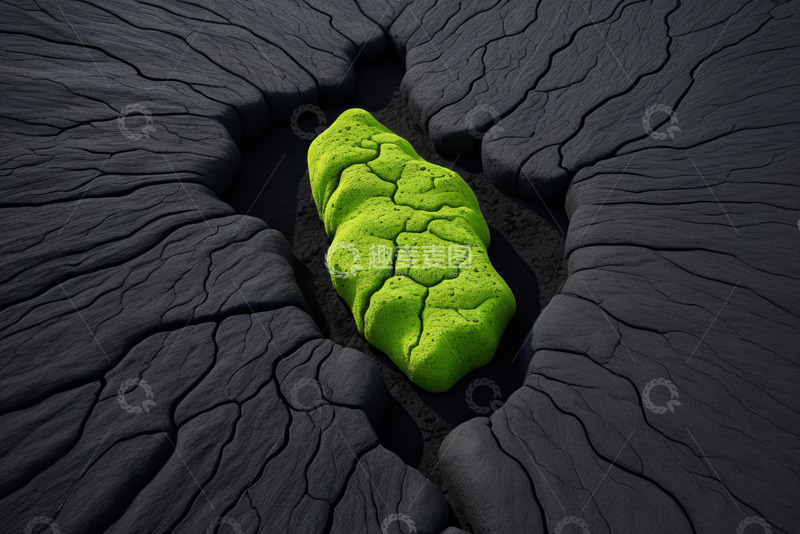 高清大图下载【趣麦麦图】黑色背景上的绿色艺术石块