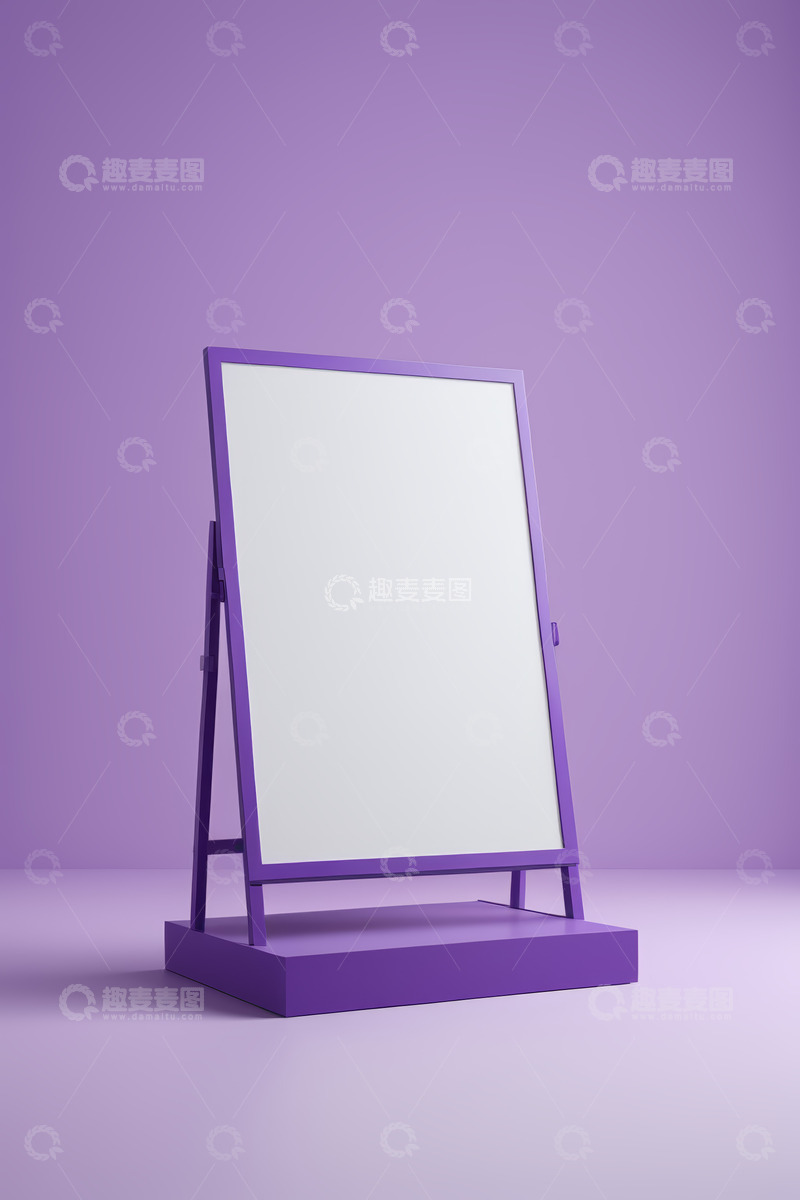高清大图下载【趣麦麦图】紫色立式空白广告牌