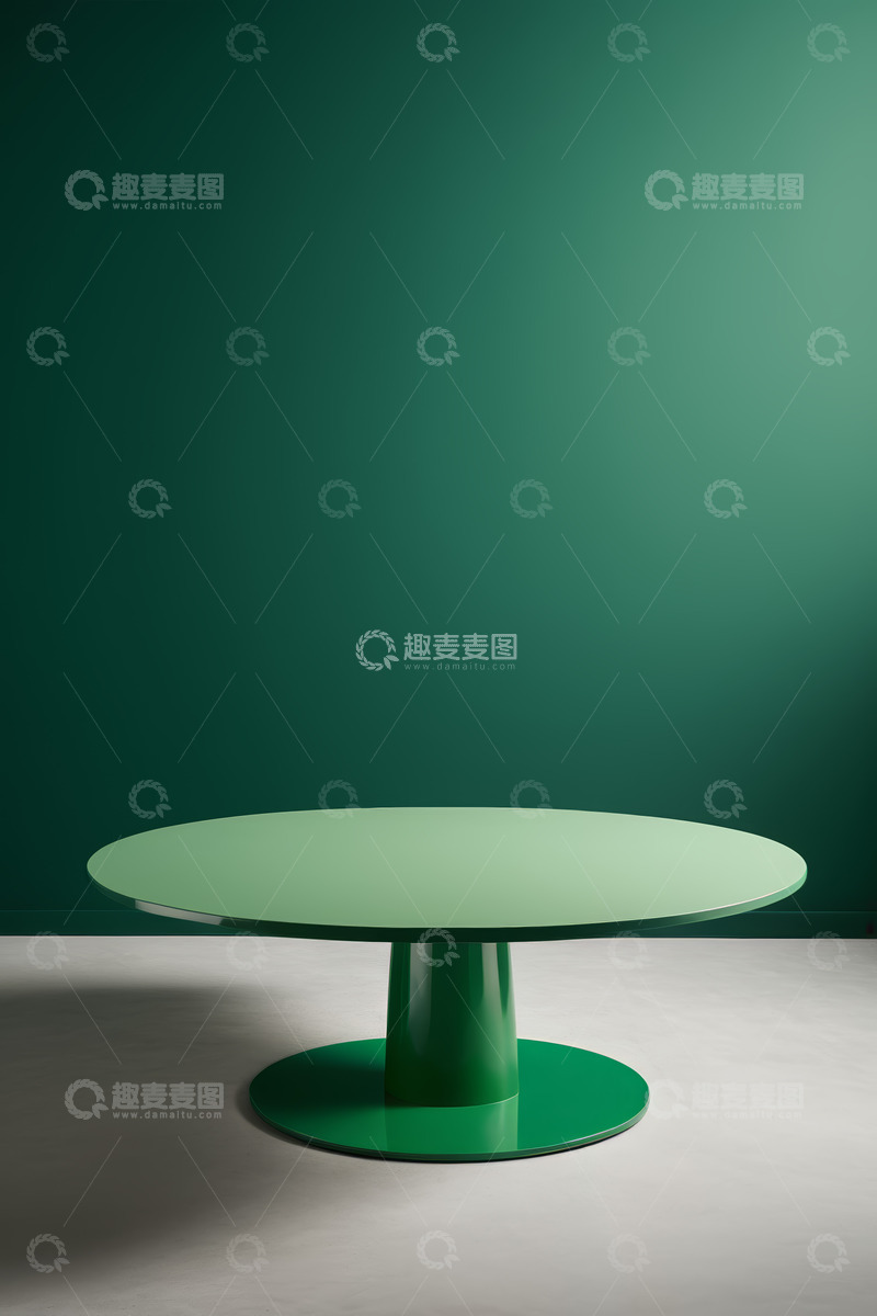 高清大图下载【趣麦麦图】绿色现代简约风格圆形餐桌