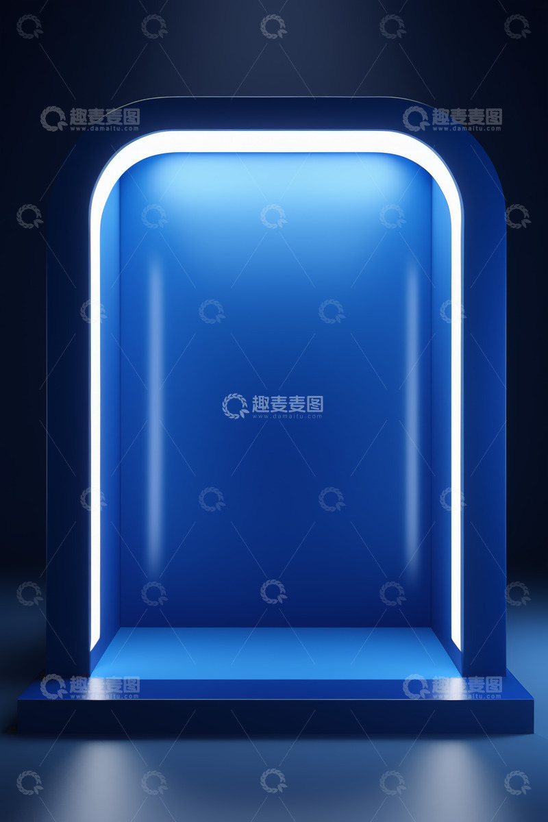 高清大图下载【趣麦麦图】蓝色发光现代展示空间