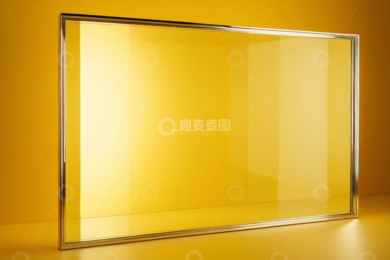 高清大图下载【趣麦麦图】黄色背景金属框架展示画面