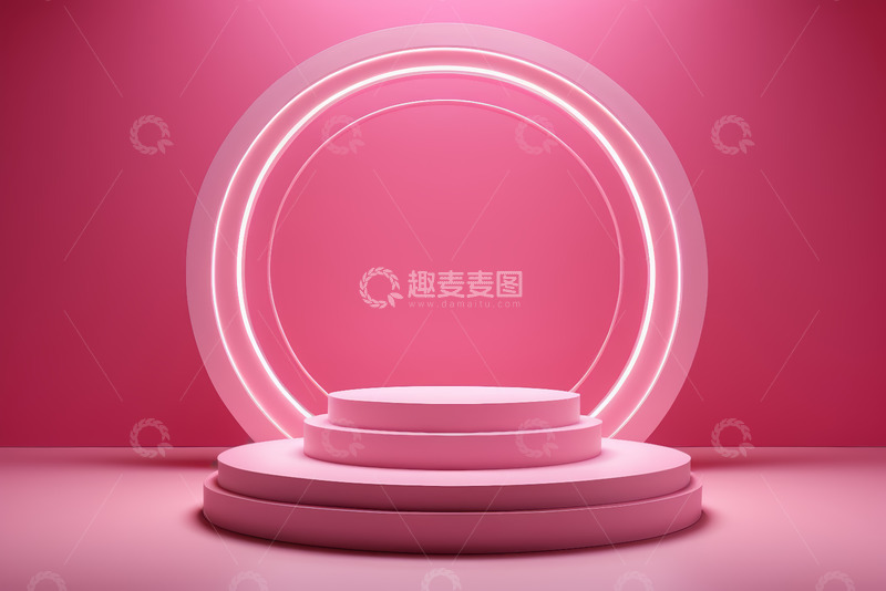 高清大图下载【趣麦麦图】粉色环形背景的圆形展示台