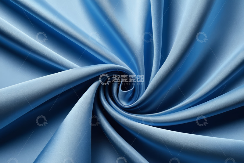 高清大图下载【趣麦麦图】蓝色织物褶皱纹理特写