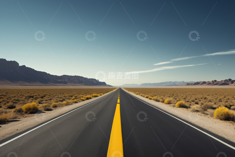 高清大图下载【趣麦麦图】沙漠中延伸的空旷公路