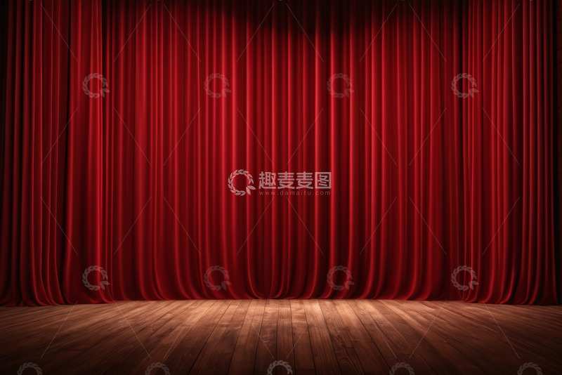 高清大图下载【趣麦麦图】舞台红色幕布背景素材