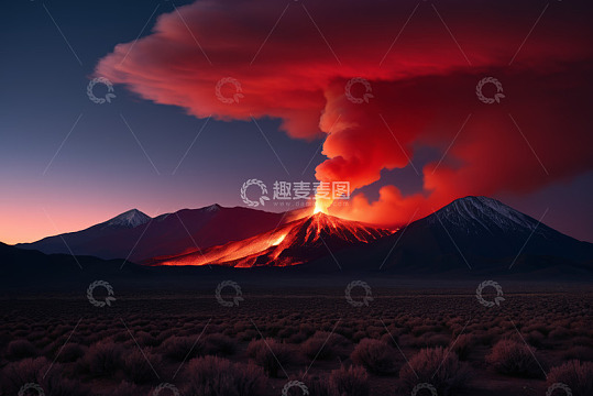 火山喷发壮丽自然景观