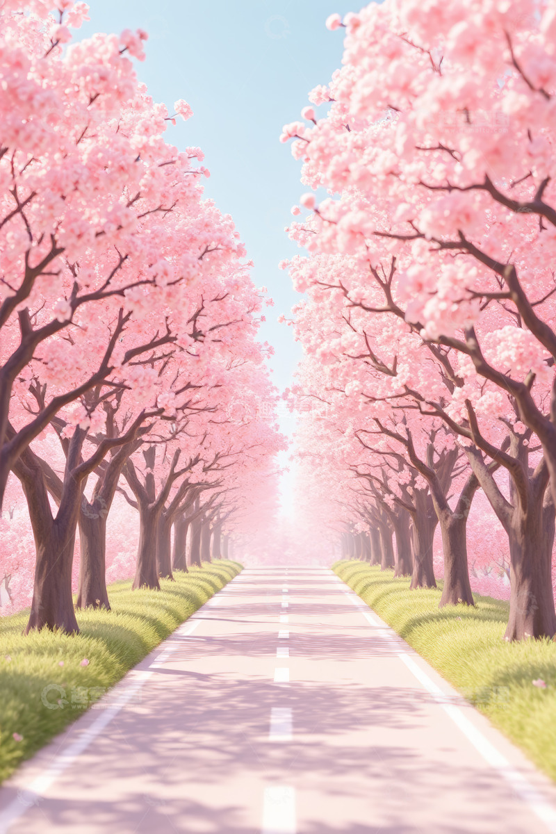 高清大图下载【趣麦麦图】粉色樱花大道景观