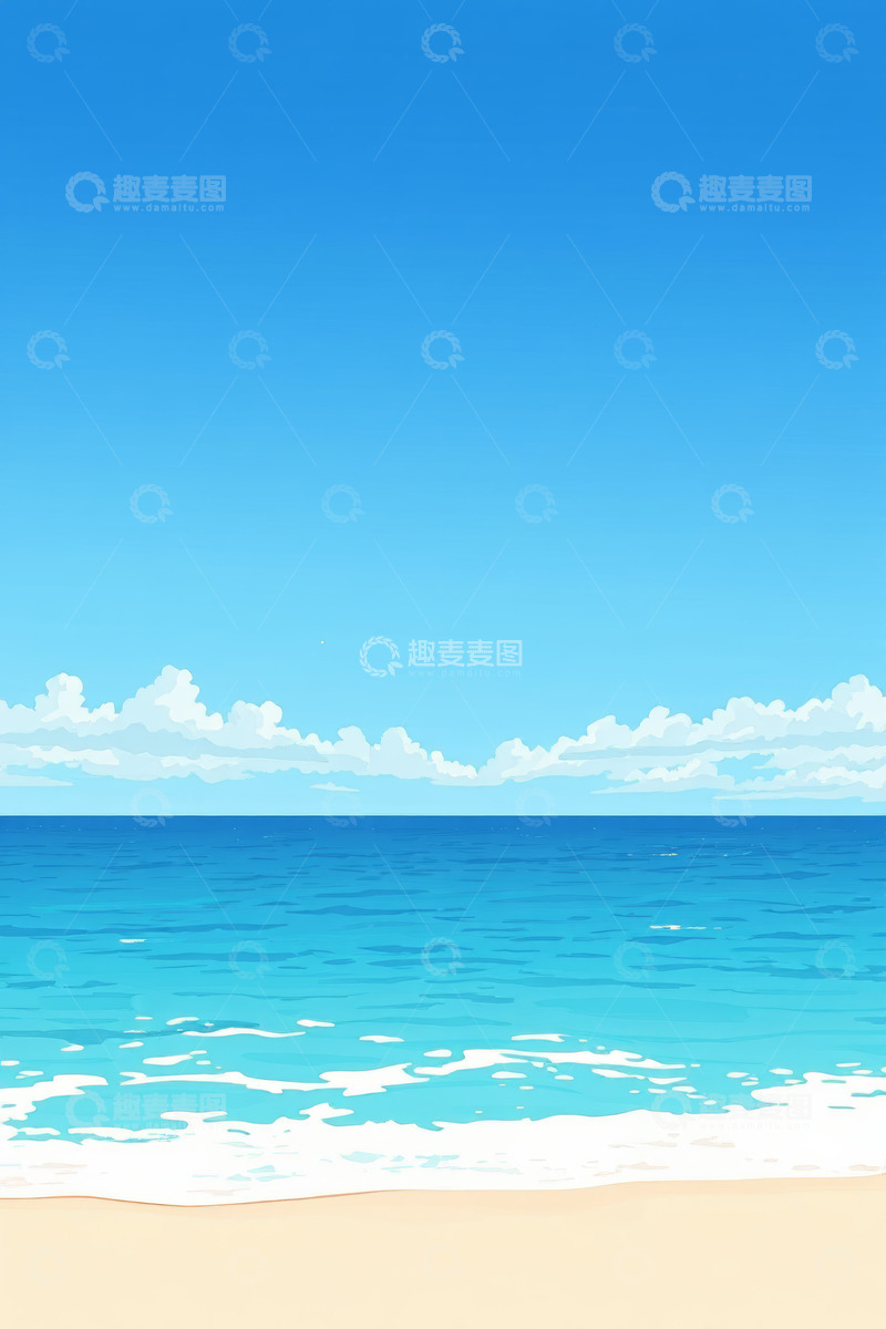 高清大图下载【趣麦麦图】蓝天碧海沙滩自然风景