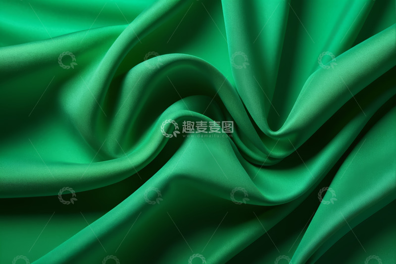 高清大图下载【趣麦麦图】绿色织物波浪纹理特写