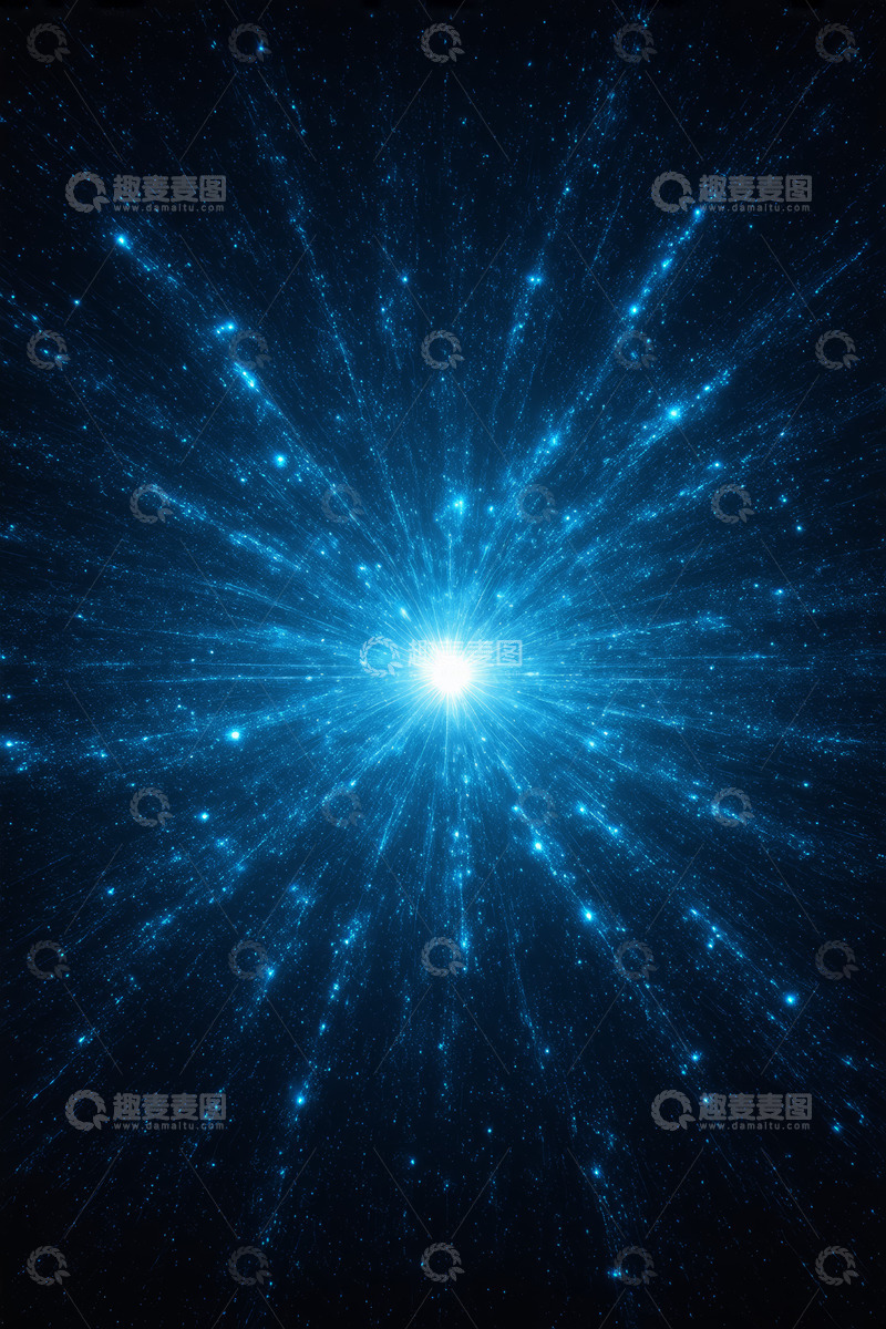 高清大图下载【趣麦麦图】蓝色星空放射状光芒背景