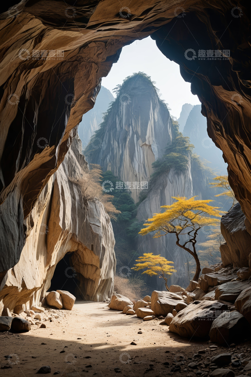 高清大图下载【趣麦麦图】山洞外的壮丽山景