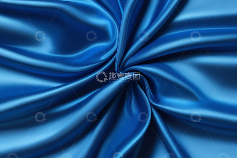 高清大图下载【趣麦麦图】蓝色丝绸布料纹理特写