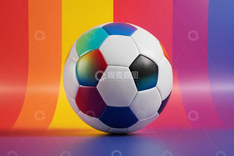 高清大图下载【趣麦麦图】彩色背景下的足球特写