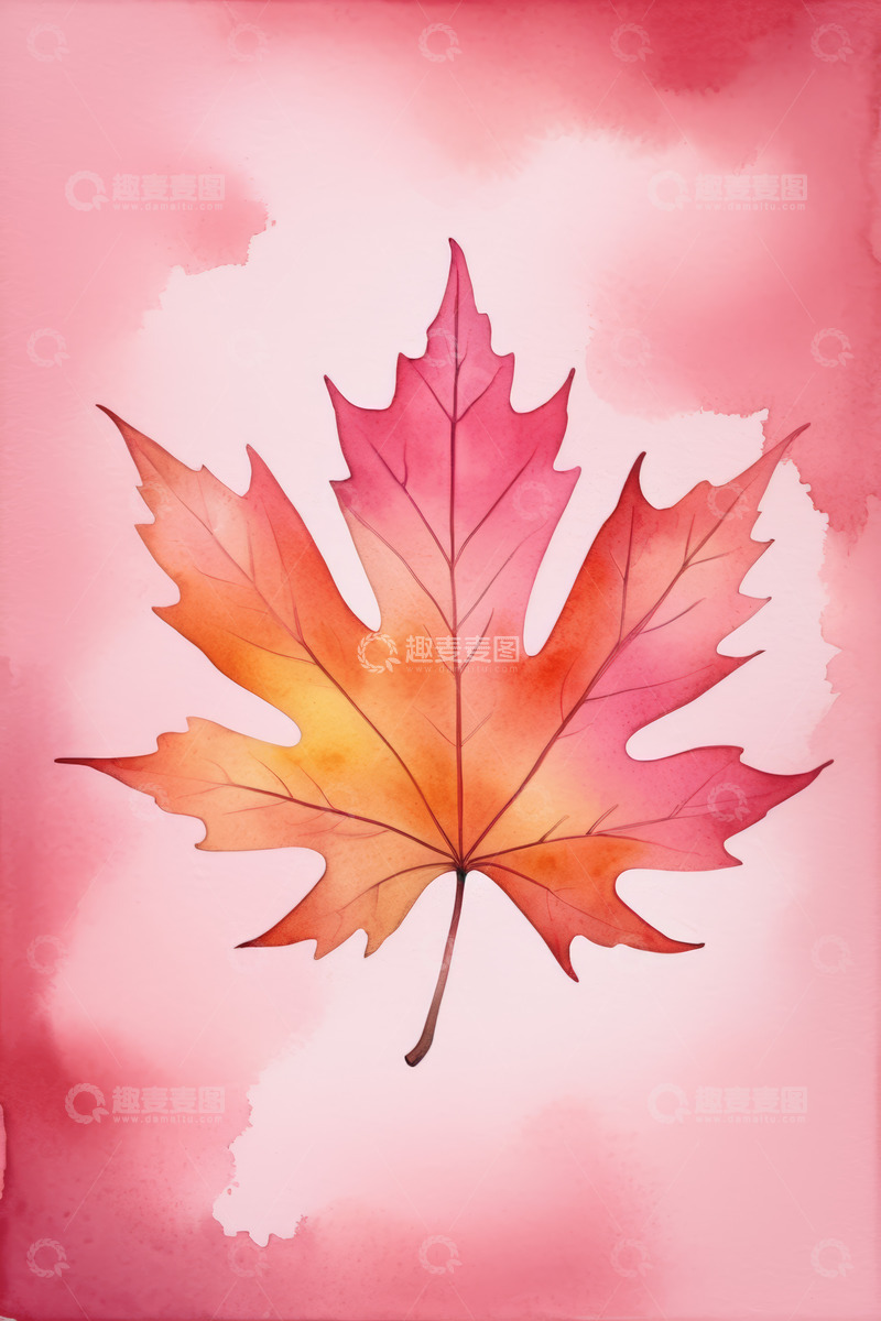 高清大图下载【趣麦麦图】水彩风格秋季枫叶素材
