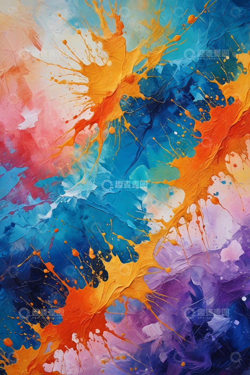 高清大图下载【趣麦麦图】多彩油漆飞溅艺术背景