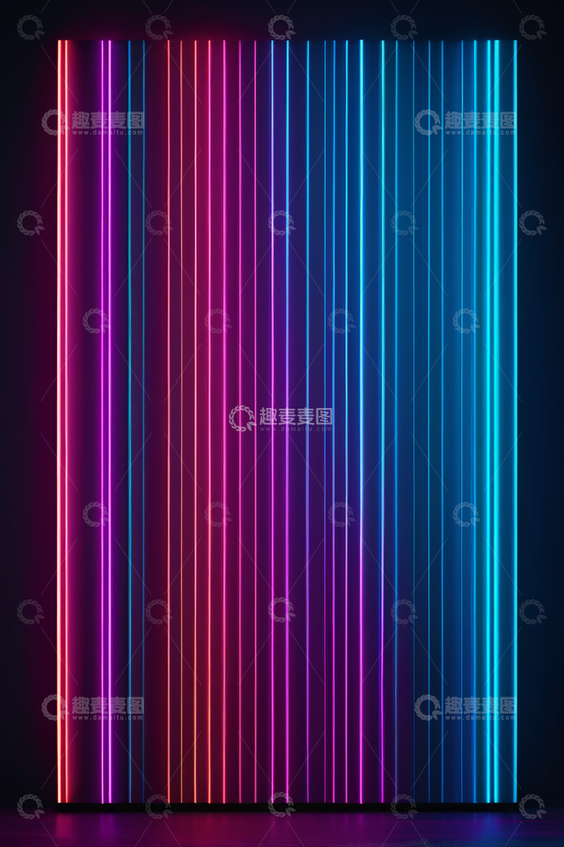 高清大图下载【趣麦麦图】彩色霓虹发光竖条纹背景