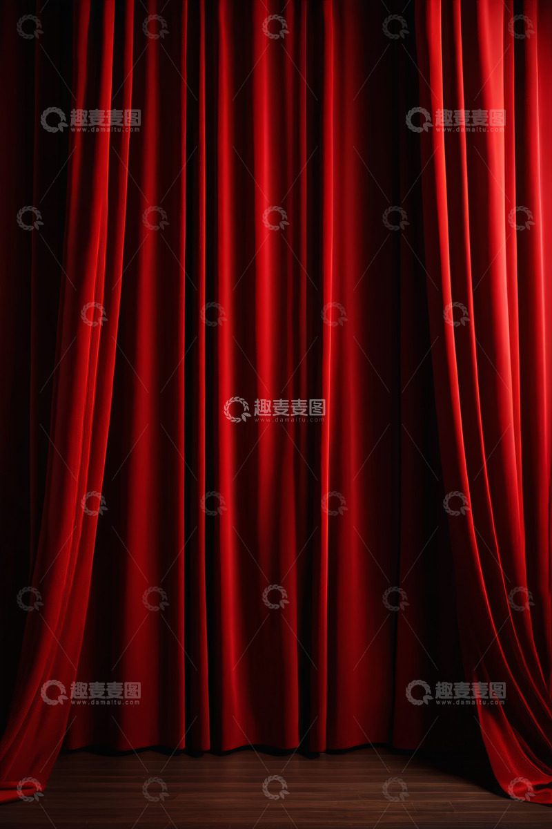 高清大图下载【趣麦麦图】舞台红色幕布背景